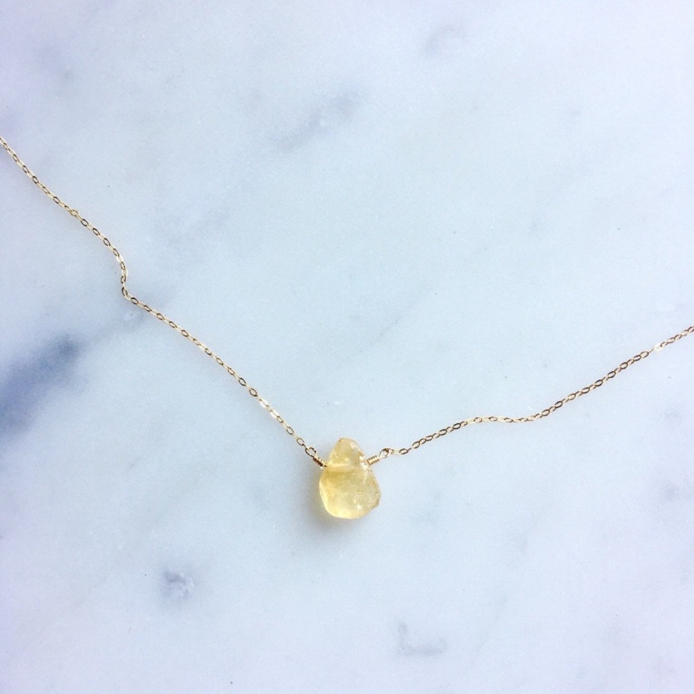 Raw Citrine crystal  18” necklace